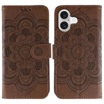 Capa de telemóvel em pele com relevo Mandala do Sol, para iPhone 16e / 17e, para iPhone 17 Pro Max, para iPhone 17 Pro, para iPhone 17, para iPhone Air, para iPhone 15 Pro Max