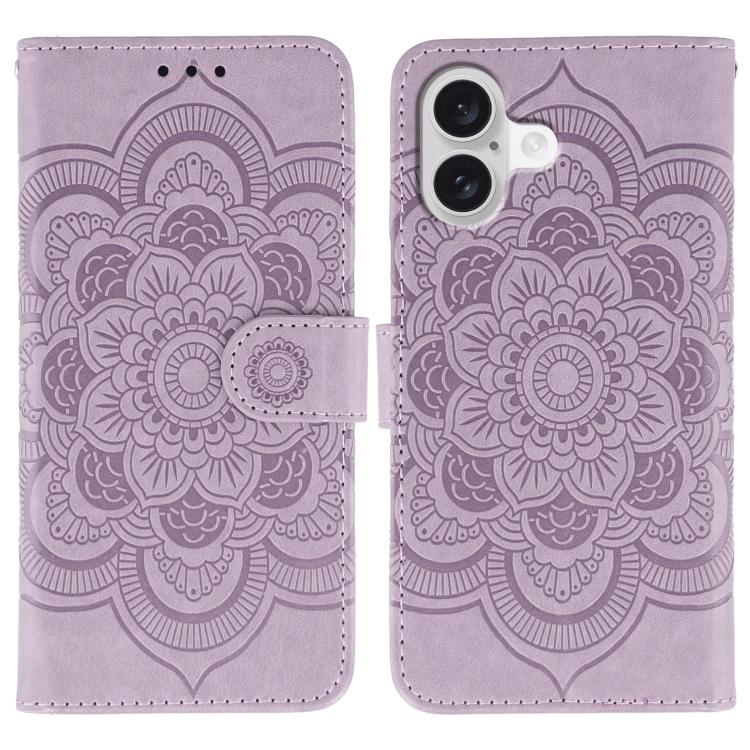Capa de telemóvel em pele com relevo Mandala do Sol, para iPhone 16e / 17e, para iPhone 17 Pro Max, para iPhone 17 Pro, para iPhone 17, para iPhone Air, para iPhone 15 Pro Max