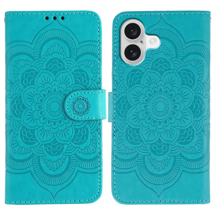 Capa de telemóvel em pele com relevo Mandala do Sol, para iPhone 16e / 17e, para iPhone 17 Pro Max, para iPhone 17 Pro, para iPhone 17, para iPhone Air, para iPhone 15 Pro Max