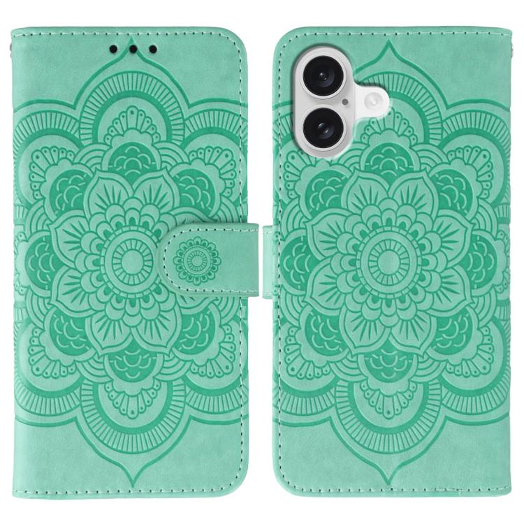Capa de telemóvel em pele com relevo Mandala do Sol, para iPhone 16e / 17e, para iPhone 17 Pro Max, para iPhone 17 Pro, para iPhone 17, para iPhone Air, para iPhone 15 Pro Max