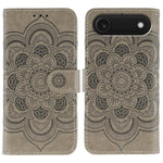 Capa de telemóvel em pele com relevo Mandala do Sol, para iPhone 16e / 17e, para iPhone 17 Pro Max, para iPhone 17 Pro, para iPhone 17, para iPhone Air, para iPhone 15 Pro Max
