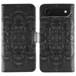 Capa de telemóvel em pele com relevo Mandala do Sol, para iPhone 16e / 17e, para iPhone 17 Pro Max, para iPhone 17 Pro, para iPhone 17, para iPhone Air, para iPhone 15 Pro Max