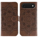 Capa de telemóvel em pele com relevo Mandala do Sol, para iPhone 16e / 17e, para iPhone 17 Pro Max, para iPhone 17 Pro, para iPhone 17, para iPhone Air, para iPhone 15 Pro Max