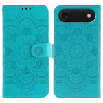 Capa de telemóvel em pele com relevo Mandala do Sol, para iPhone 16e / 17e, para iPhone 17 Pro Max, para iPhone 17 Pro, para iPhone 17, para iPhone Air, para iPhone 15 Pro Max