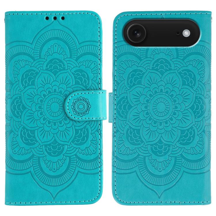Capa de telemóvel em pele com relevo Mandala do Sol, para iPhone 16e / 17e, para iPhone 17 Pro Max, para iPhone 17 Pro, para iPhone 17, para iPhone Air, para iPhone 15 Pro Max