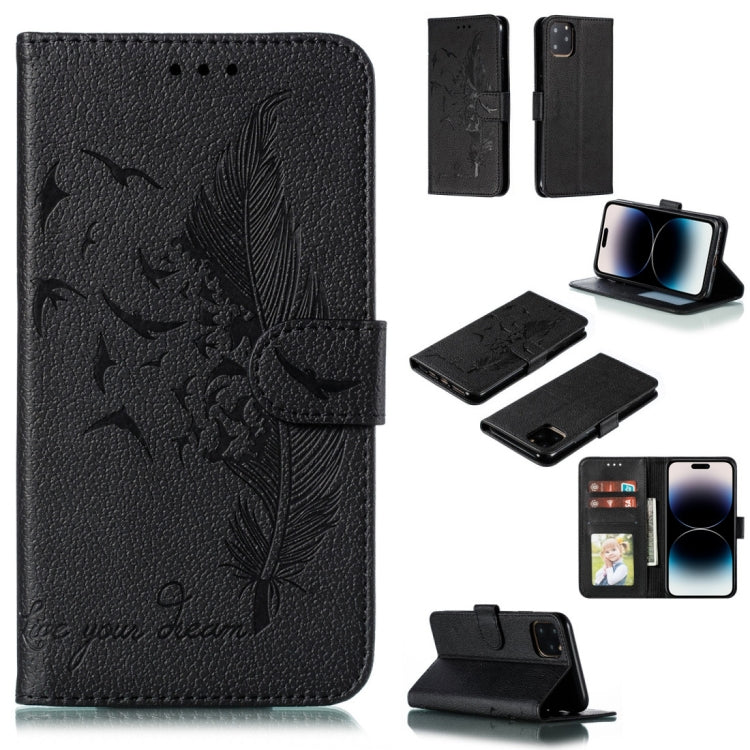 Capa de telemóvel em pele com textura litchi e padrão de penas, para iPhone 17 Pro Max, para iPhone 17 Pro, para iPhone 17, para iPhone Air, para iPhone 15 Pro Max, para iPhone 15 Pro, para iPhone 15 Plus, para iPhone 15