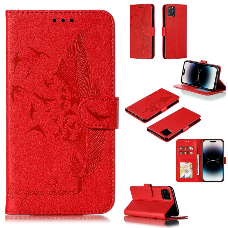 Capa de telemóvel em pele com textura litchi e padrão de penas, para iPhone 17 Pro Max, para iPhone 17 Pro, para iPhone 17, para iPhone Air, para iPhone 15 Pro Max, para iPhone 15 Pro, para iPhone 15 Plus, para iPhone 15