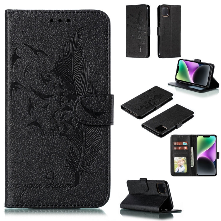 Capa de telemóvel em pele com textura litchi e padrão de penas, para iPhone 17 Pro Max, para iPhone 17 Pro, para iPhone 17, para iPhone Air, para iPhone 15 Pro Max, para iPhone 15 Pro, para iPhone 15 Plus, para iPhone 15