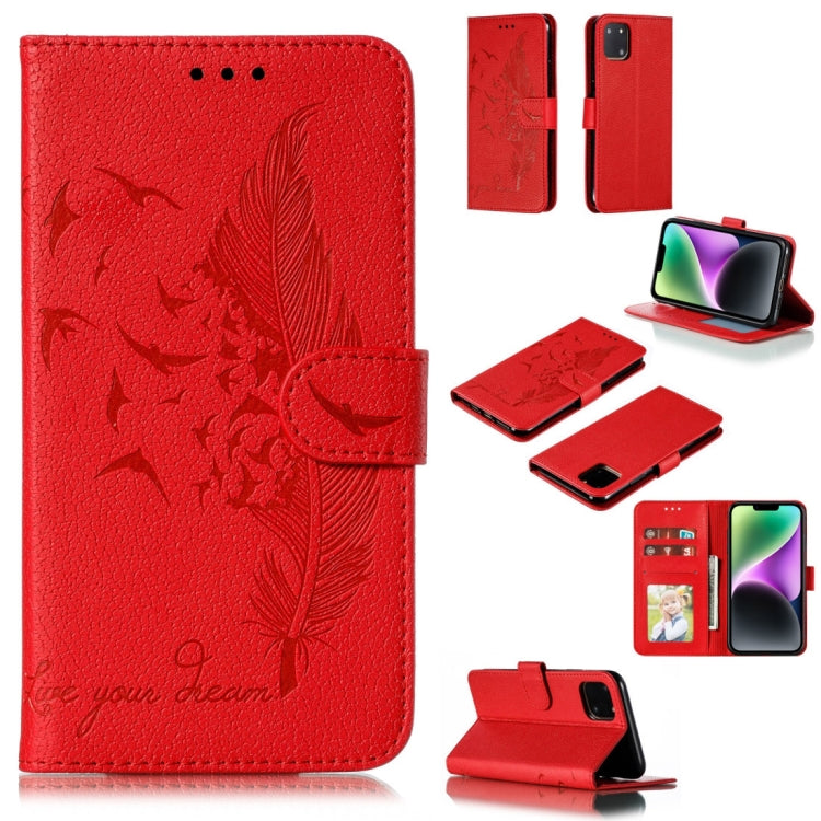 Capa de telemóvel em pele com textura litchi e padrão de penas, para iPhone 17 Pro Max, para iPhone 17 Pro, para iPhone 17, para iPhone Air, para iPhone 15 Pro Max, para iPhone 15 Pro, para iPhone 15 Plus, para iPhone 15