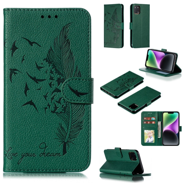 Capa de telemóvel em pele com textura litchi e padrão de penas, para iPhone 17 Pro Max, para iPhone 17 Pro, para iPhone 17, para iPhone Air, para iPhone 15 Pro Max, para iPhone 15 Pro, para iPhone 15 Plus, para iPhone 15