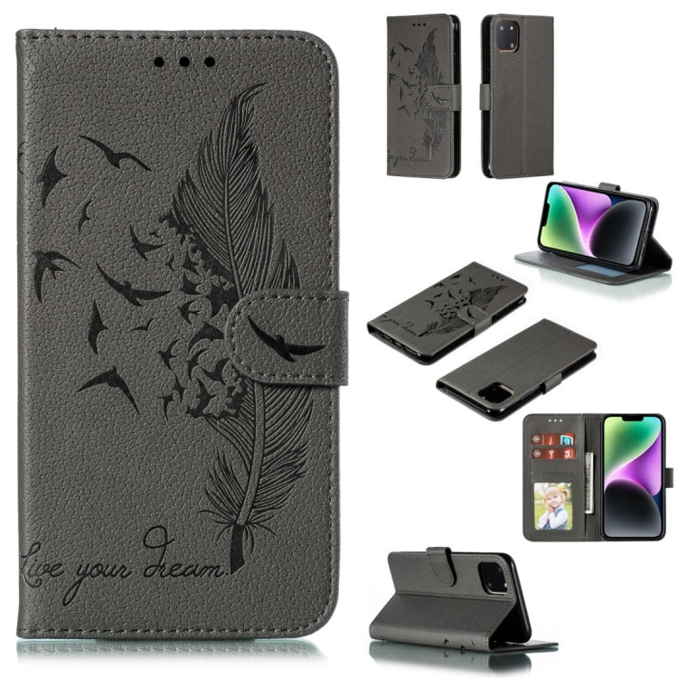 Capa de telemóvel em pele com textura litchi e padrão de penas, para iPhone 17 Pro Max, para iPhone 17 Pro, para iPhone 17, para iPhone Air, para iPhone 15 Pro Max, para iPhone 15 Pro, para iPhone 15 Plus, para iPhone 15