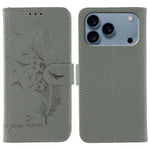 Capa de telemóvel em pele com textura litchi e padrão de penas, para iPhone 17 Pro Max, para iPhone 17 Pro, para iPhone 17, para iPhone Air, para iPhone 15 Pro Max, para iPhone 15 Pro, para iPhone 15 Plus, para iPhone 15