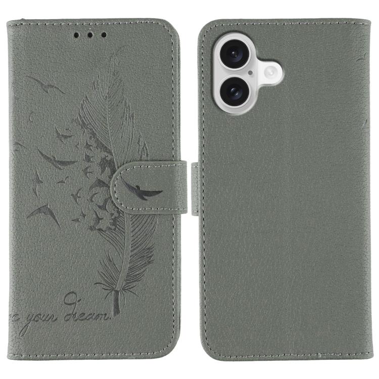 Capa de telemóvel em pele com textura litchi e padrão de penas, para iPhone 17 Pro Max, para iPhone 17 Pro, para iPhone 17, para iPhone Air, para iPhone 15 Pro Max, para iPhone 15 Pro, para iPhone 15 Plus, para iPhone 15