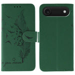 Capa de telemóvel em pele com textura litchi e padrão de penas, para iPhone 17 Pro Max, para iPhone 17 Pro, para iPhone 17, para iPhone Air, para iPhone 15 Pro Max, para iPhone 15 Pro, para iPhone 15 Plus, para iPhone 15