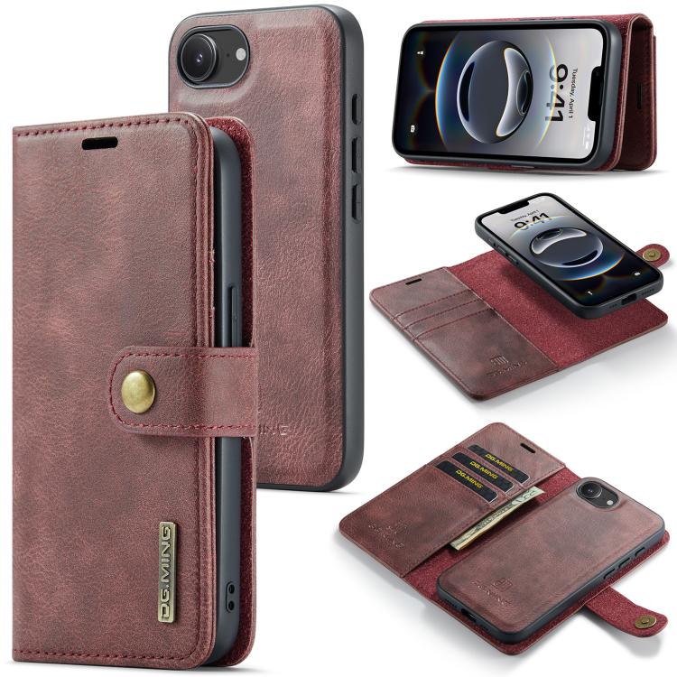 DG.MING Crazy Horse Texture Detachable Magnetic Leather Phone Case, For iPhone 17e / 16e, For iPhone 17 Pro Max, For iPhone 17 Pro, For iPhone 17, For iPhone Air, For iPhone 16 Pro Max, For iPhone 16 Pro, For iPhone 16 Plus, For iPhone 16