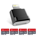 Adaptador MicroDrive 8 pinos para Cartão TF Mini Leitor de Cartão TF para iPhone & iPad, Leitor de Cartão