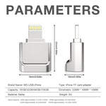 Adaptador MicroDrive 8 pinos para Cartão TF Mini Leitor de Cartão TF para iPhone & iPad, Leitor de Cartão