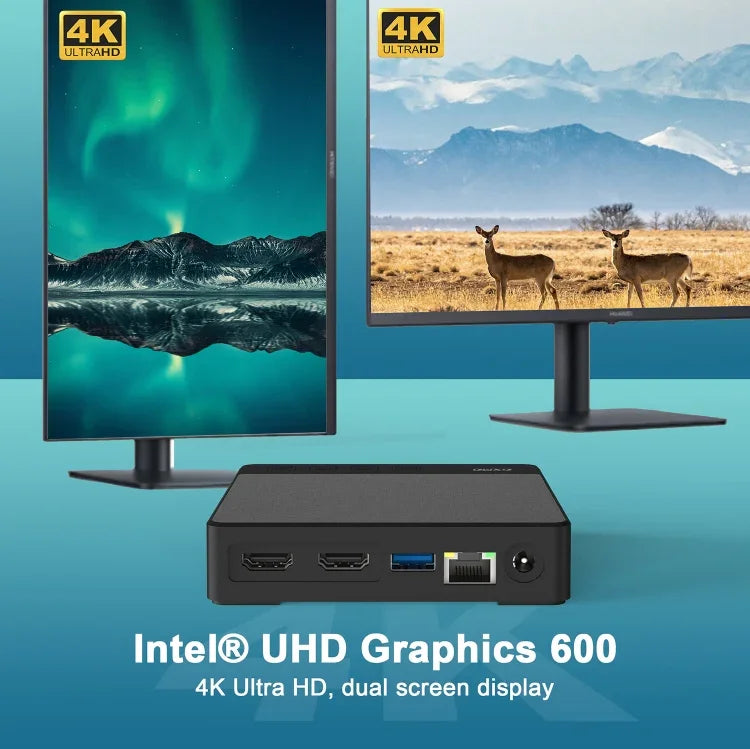 GXMO N42 Mini PC Windows 11 Intel Gemini Lake N4020C NVME SSD WiFi Computador de Secretária Mini, 4GB+64GB, 4GB+64GB+256GB