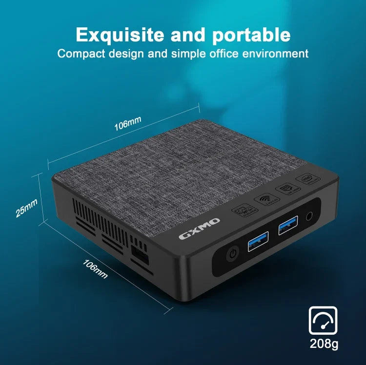 GXMO N42 Mini PC Windows 11 Intel Gemini Lake N4020C NVME SSD WiFi Computador de Secretária Mini, 4GB+64GB, 4GB+64GB+256GB