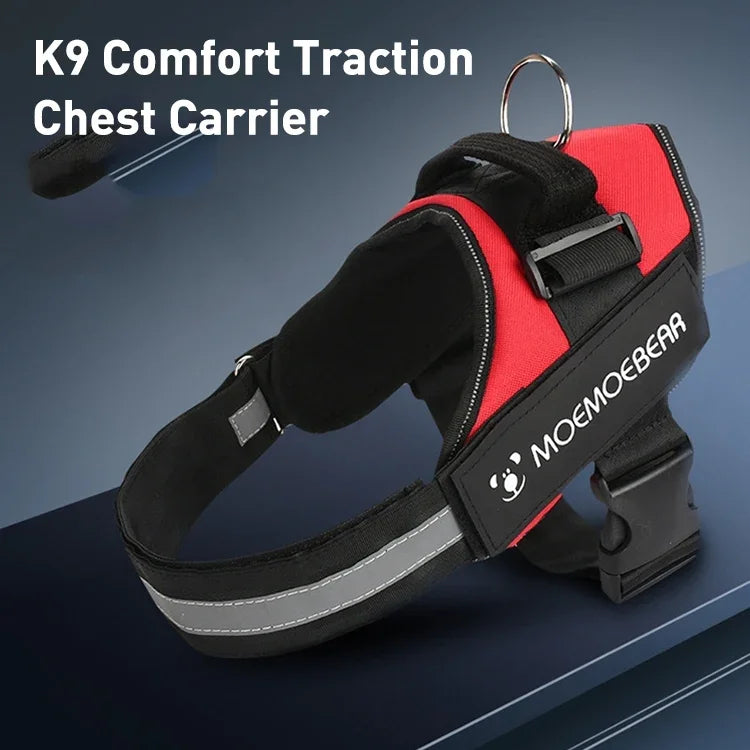 Peitoral para Cão Anti Corrida em Tecido Oxford K9, Correia de Tração, M para 13-23kg, L para 23-30kg, XL para 28-40kg, XXL para 40-70kg, S para 6-14kg
