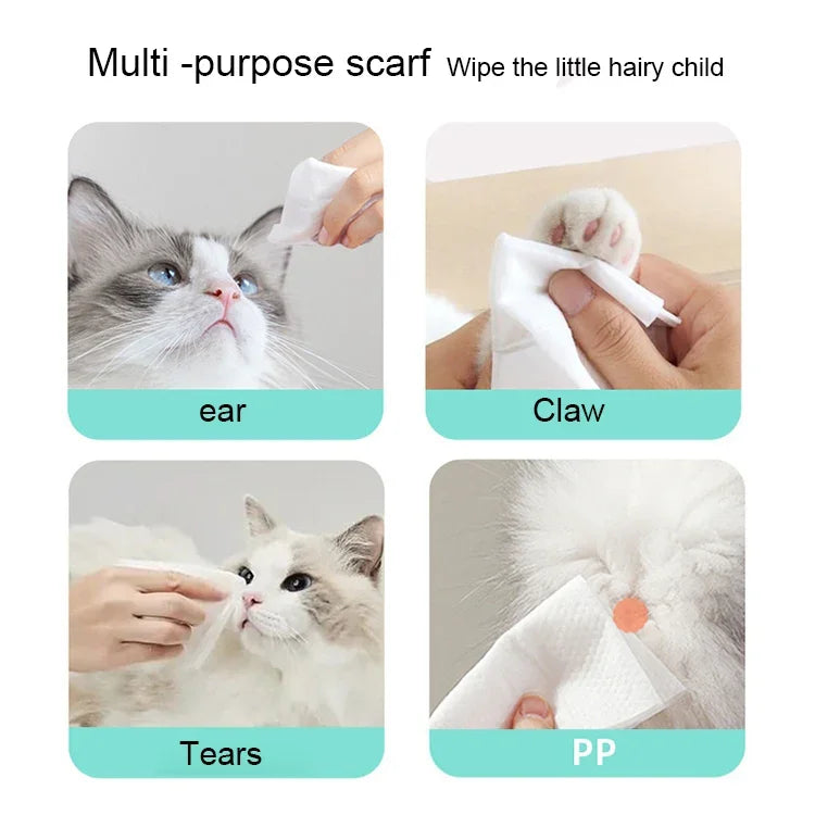 Toalhetes Húmidos para Limpeza de Corpo de Gatos e Cães, 80pcs x 1
