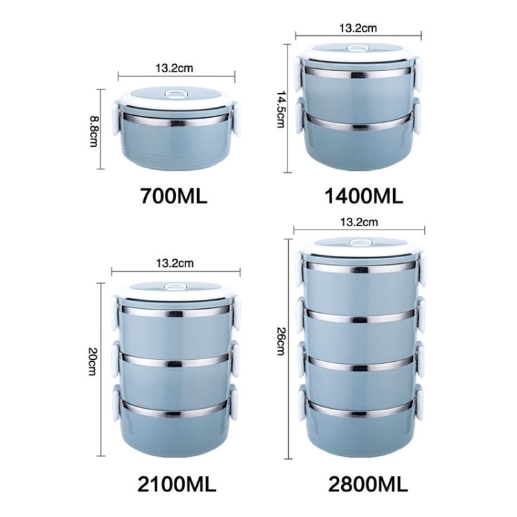 Recipiente Isolante para Almoço em Aço Inoxidável, Caixa Bento, Camada Única 0,7L, Dupla 1,4L, Tripla 2,1L, Quádrupla 2,8L