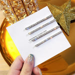 Presilha de Cabelo Versátil com Strass Brilhante Tendência de Celebridade para Franja, 4pcs / Conjunto