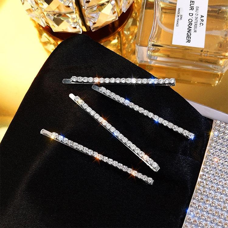 Presilha de Cabelo Versátil com Strass Brilhante Tendência de Celebridade para Franja, 4pcs / Conjunto