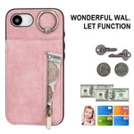 Capa para telemóvel com anel retro e fecho éclair com slot para cartão RFID, para iPhone 17e / 16e, para iPhone 17 Pro Max, para iPhone 17 Pro, para iPhone 17, para iPhone Air, para iPhone 16 Pro Max
