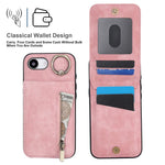 Capa para telemóvel com anel retro e fecho éclair com slot para cartão RFID, para iPhone 17e / 16e, para iPhone 17 Pro Max, para iPhone 17 Pro, para iPhone 17, para iPhone Air, para iPhone 16 Pro Max