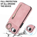 Capa para telemóvel com anel retro e fecho éclair com slot para cartão RFID, para iPhone 17e / 16e, para iPhone 17 Pro Max, para iPhone 17 Pro, para iPhone 17, para iPhone Air, para iPhone 16 Pro Max