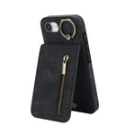 Capa para telemóvel com anel retro e fecho éclair com slot para cartão RFID, para iPhone 17e / 16e, para iPhone 17 Pro Max, para iPhone 17 Pro, para iPhone 17, para iPhone Air, para iPhone 16 Pro Max