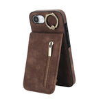 Capa para telemóvel com anel retro e fecho éclair com slot para cartão RFID, para iPhone 17e / 16e, para iPhone 17 Pro Max, para iPhone 17 Pro, para iPhone 17, para iPhone Air, para iPhone 16 Pro Max