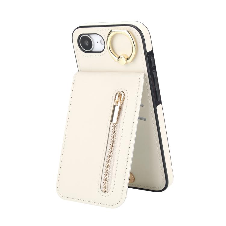 Capa para telemóvel com anel retro e fecho éclair com slot para cartão RFID, para iPhone 17e / 16e, para iPhone 17 Pro Max, para iPhone 17 Pro, para iPhone 17, para iPhone Air, para iPhone 16 Pro Max