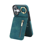 Capa para telemóvel com anel retro e fecho éclair com slot para cartão RFID, para iPhone 17e / 16e, para iPhone 17 Pro Max, para iPhone 17 Pro, para iPhone 17, para iPhone Air, para iPhone 16 Pro Max