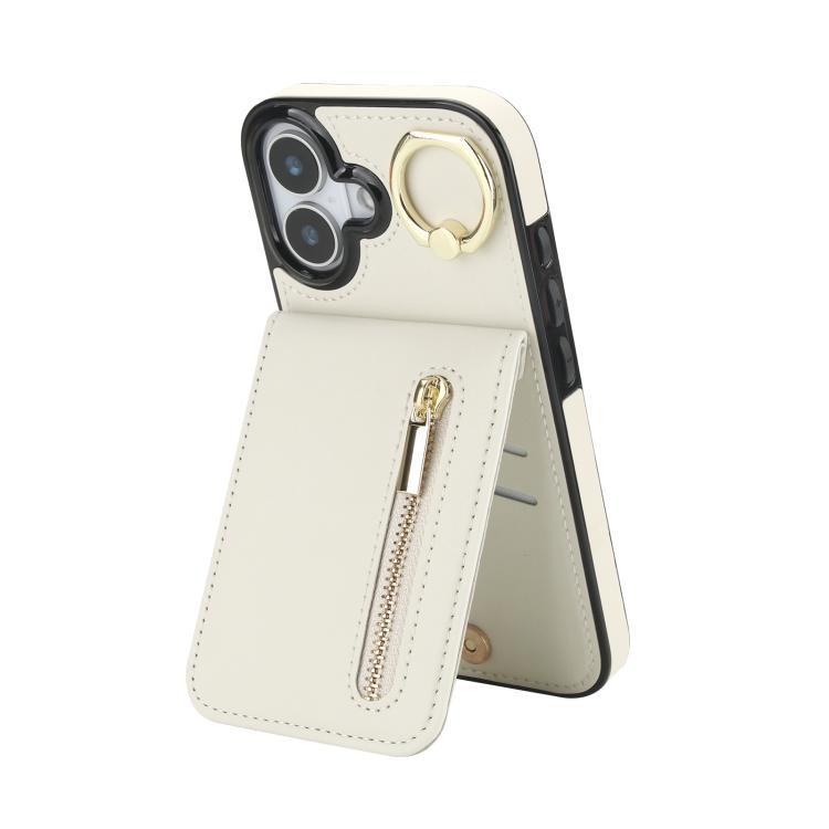 Capa para telemóvel com anel retro e fecho éclair com slot para cartão RFID, para iPhone 17e / 16e, para iPhone 17 Pro Max, para iPhone 17 Pro, para iPhone 17, para iPhone Air, para iPhone 16 Pro Max