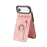 Capa para telemóvel com anel retro e fecho éclair com slot para cartão RFID, para iPhone 17e / 16e, para iPhone 17 Pro Max, para iPhone 17 Pro, para iPhone 17, para iPhone Air, para iPhone 16 Pro Max