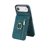 Capa para telemóvel com anel retro e fecho éclair com slot para cartão RFID, para iPhone 17e / 16e, para iPhone 17 Pro Max, para iPhone 17 Pro, para iPhone 17, para iPhone Air, para iPhone 16 Pro Max