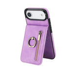 Capa para telemóvel com anel retro e fecho éclair com slot para cartão RFID, para iPhone 17e / 16e, para iPhone 17 Pro Max, para iPhone 17 Pro, para iPhone 17, para iPhone Air, para iPhone 16 Pro Max