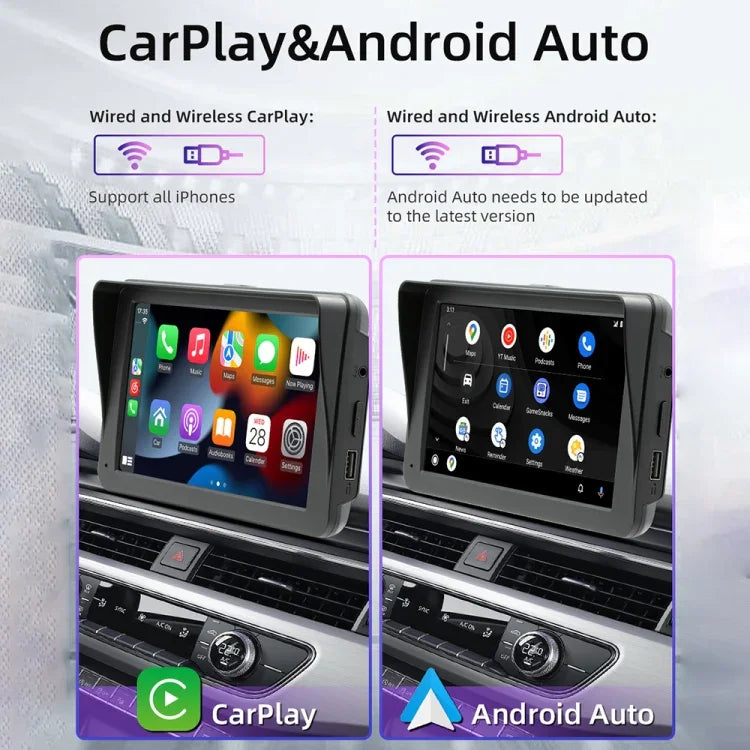 Leitor MP5 para Carro Estilo SunShade com CarPlay Sem Fios de 7 polegadas, Suporta Interconexão com Telemóvel, B5570