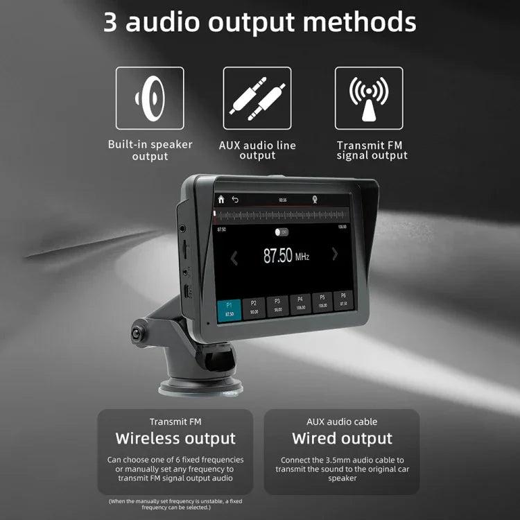 Leitor MP5 para Carro Estilo SunShade com CarPlay Sem Fios de 7 polegadas, Suporta Interconexão com Telemóvel, B5570