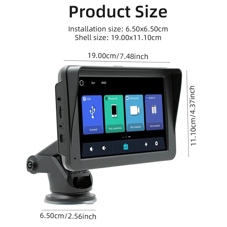 Leitor MP5 para Carro Estilo SunShade com CarPlay Sem Fios de 7 polegadas, Suporta Interconexão com Telemóvel, B5570