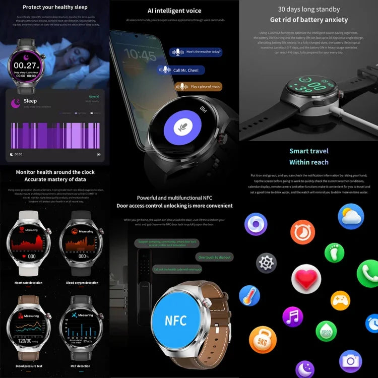 Pulseira Inteligente G4 1.53 polegadas Relógio Inteligente, Suporta Chamada Bluetooth / NFC / Frequência Cardíaca