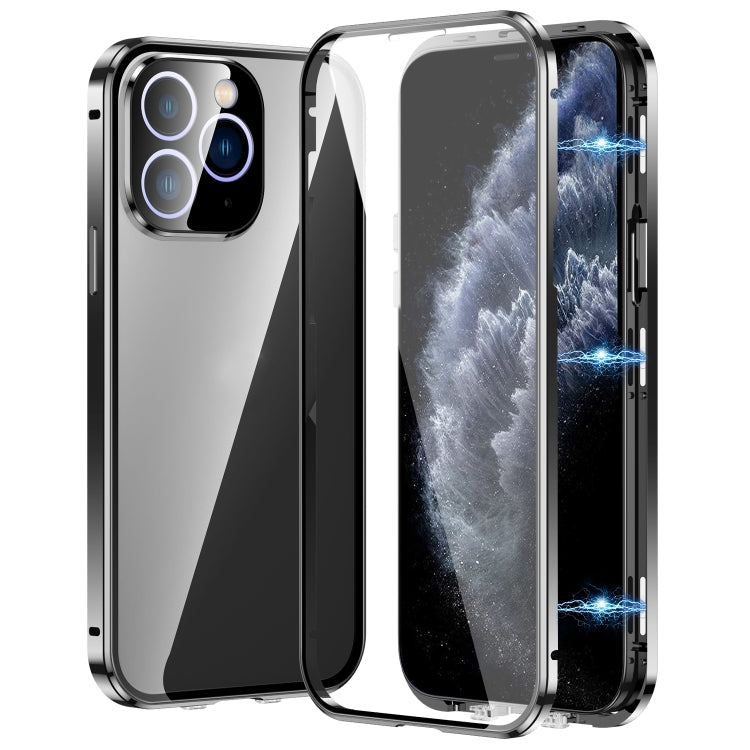 Capa para telemóvel em vidro temperado HD com dupla fivela magnética, para iPhone 11 Pro