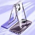 Capa para telemóvel em vidro temperado HD com dupla fivela magnética, para iPhone 11 Pro