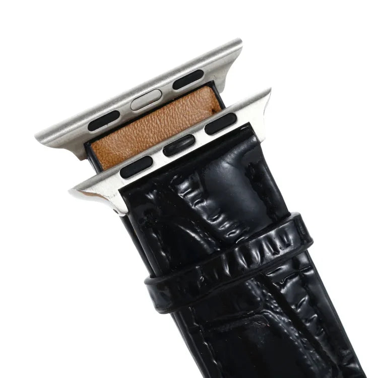 Crocodile Texture Leather Wrist Strap, For Apple Watch Series 7 45mm / 6 & SE & 5 & 4 44mm / 3 & 2 & 1 42mm, For Apple Watch Ultra 49mm / Series 8&7 45mm / SE 2&6&SE&5&4 44mm / 3&2&1 42mm, For Apple Watch Series 8&7 41mm / SE 2&6&SE&5&4 40mm / 3&2&1 38...