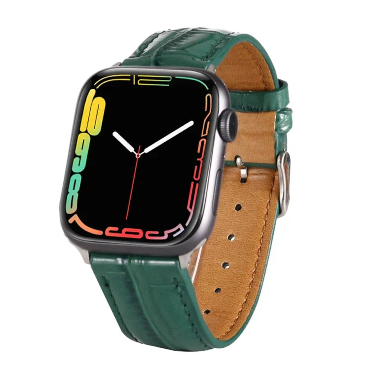 Crocodile Texture Leather Wrist Strap, For Apple Watch Series 7 45mm / 6 & SE & 5 & 4 44mm / 3 & 2 & 1 42mm, For Apple Watch Ultra 49mm / Series 8&7 45mm / SE 2&6&SE&5&4 44mm / 3&2&1 42mm, For Apple Watch Series 8&7 41mm / SE 2&6&SE&5&4 40mm / 3&2&1 38...