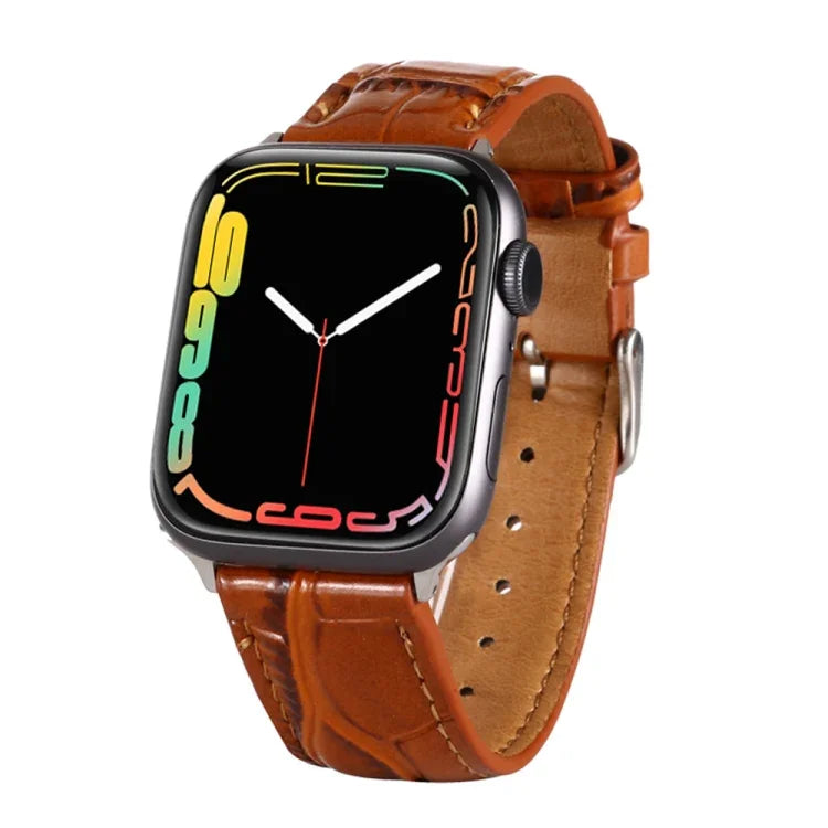 Crocodile Texture Leather Wrist Strap, For Apple Watch Series 7 45mm / 6 & SE & 5 & 4 44mm / 3 & 2 & 1 42mm, For Apple Watch Ultra 49mm / Series 8&7 45mm / SE 2&6&SE&5&4 44mm / 3&2&1 42mm, For Apple Watch Series 8&7 41mm / SE 2&6&SE&5&4 40mm / 3&2&1 38...