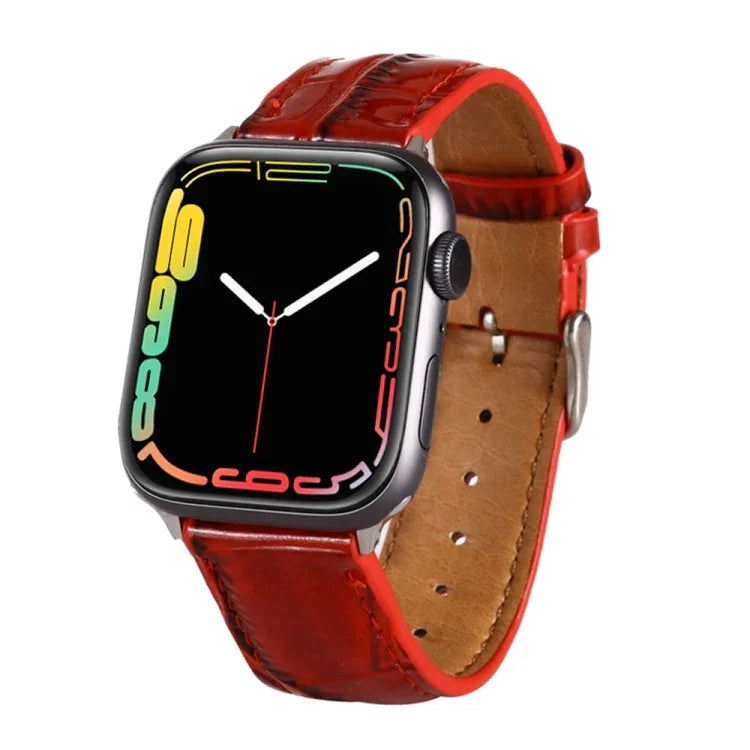 Crocodile Texture Leather Wrist Strap, For Apple Watch Series 7 45mm / 6 & SE & 5 & 4 44mm / 3 & 2 & 1 42mm, For Apple Watch Ultra 49mm / Series 8&7 45mm / SE 2&6&SE&5&4 44mm / 3&2&1 42mm, For Apple Watch Series 8&7 41mm / SE 2&6&SE&5&4 40mm / 3&2&1 38...