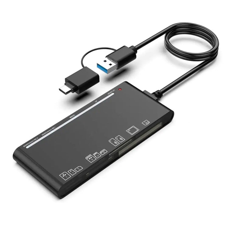 Leitor de cartões multifunções CR7 USB3.0 + Type-C CF / XD / MS / SD / TF Cartão 7 em 1, USB3.0 + Type-C